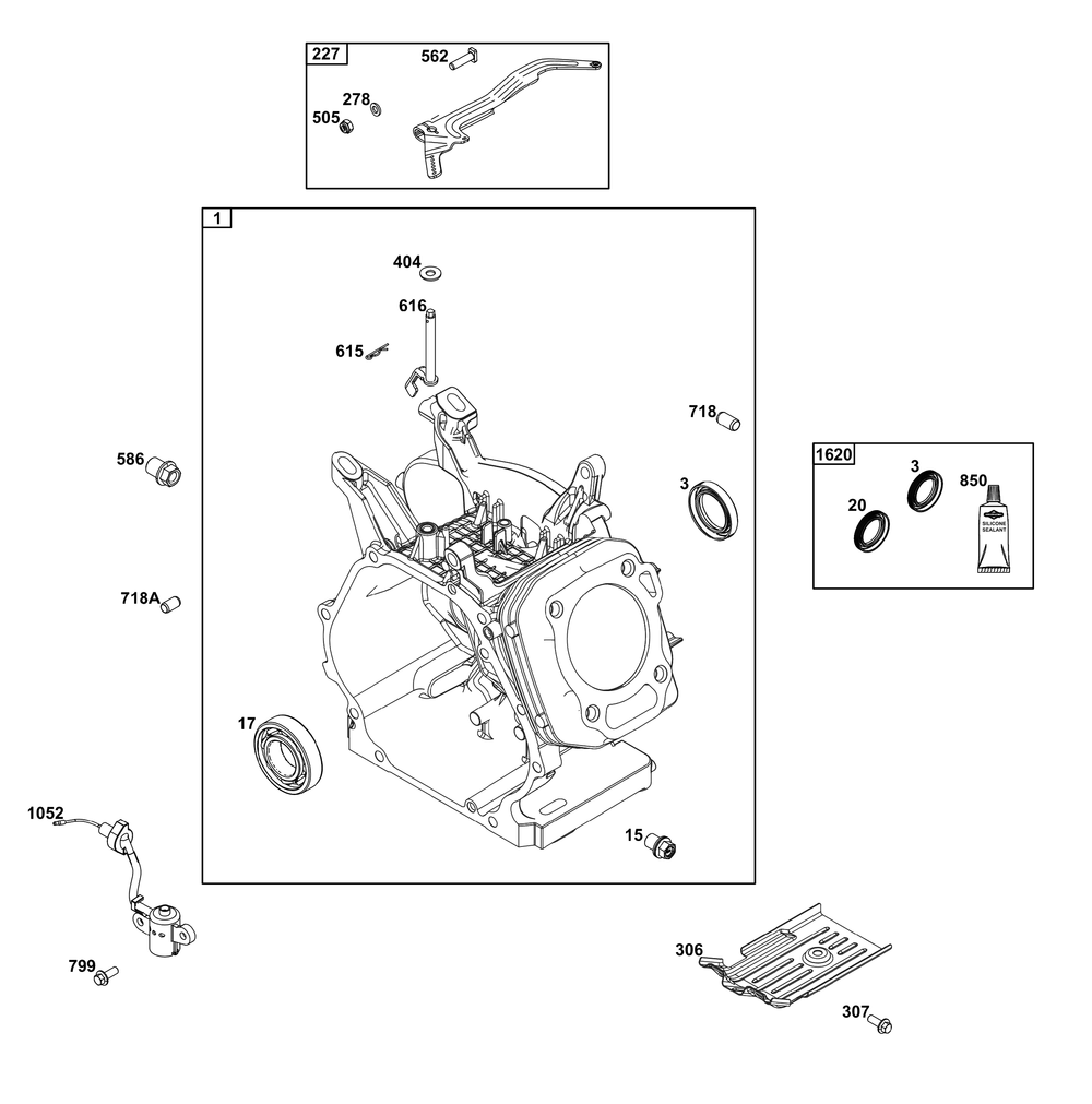 Cylinder Group Diagram and Parts List for 25V332-0006-F1 200000 - 399999 Briggs and Stratton Engine